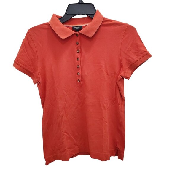 Talbots Petite‎ Orange Modal Blend Lightweight Short Sleeve Polo Shirt Size S - Picture 1 of 7